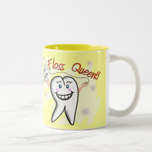 Dentist "Floss Queen" T-Shirts and Gifts Two-Tone Coffee Mug