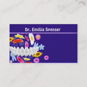 Dentist Flower Spin Blue Business Card