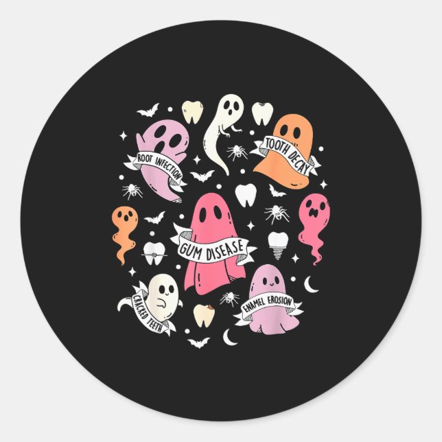 Dentist Ghost Soky Halloween Dental Hygienist Ista Classic Round Sticker (Front)