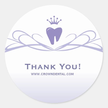Dentist Gift Cute Tooth Crown Logo Purple Classic Round Sticker