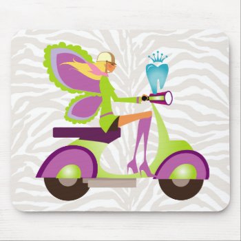 Dentist Gift Cute Tooth Fairy Scooter Girl Mouse Pad by DentalBusinessCards at Zazzle