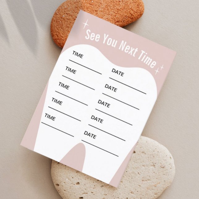 Dentist Girly Pastel Pink Dental Appointment Card (Creator Uploaded)