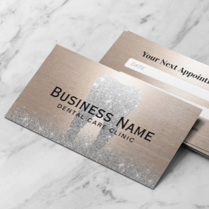 Dentist Glitter Tooth Elegant Gold Dental Clinic Appointment Card