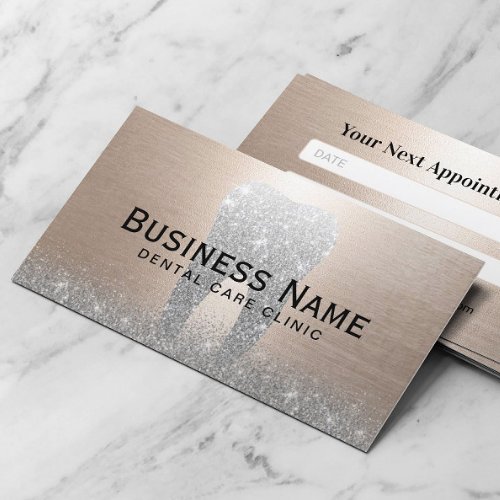 Dentist Glitter Tooth Elegant Gold Dental Clinic Appointment Card