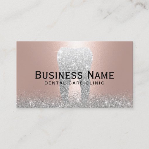 Dentist Glitter Tooth Rose Gold Dental Clinic Appointment Card Zazzle