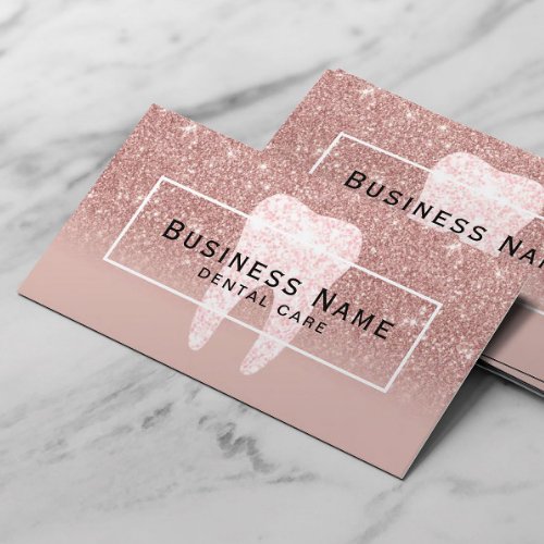 Dentist Glitter Tooth Rose Gold Ombre Dental Care Appointment Card