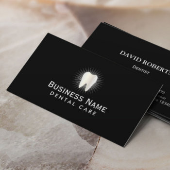 Dentist Glowing Tooth Icon Professional Dental Business Card by cardfactory at Zazzle