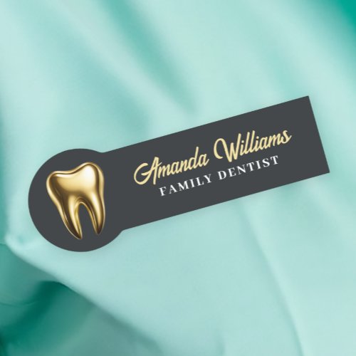 Dentist Gold Logo Professional Name Tag