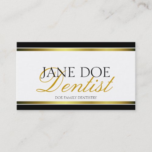 Dentist Gold Metallic Script Business Card Templates