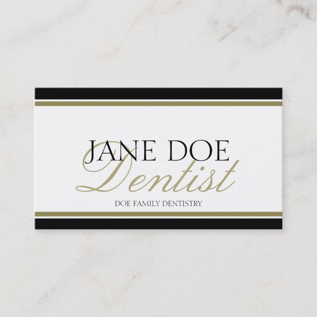 Dentist Gold Script -Available Letterhead - Business Card (Front)