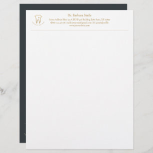 Dentist Gold Tooth Dentistry Dark Blue Grey Letterhead