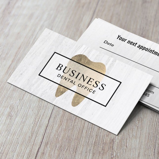 Dentist Gold Tooth Elegant Dental Appointment Card (Creator Uploaded)