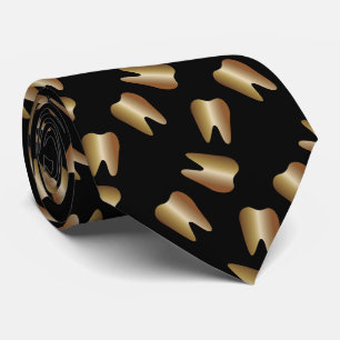 Dentist Gold Tooth Pattern Dental Tie