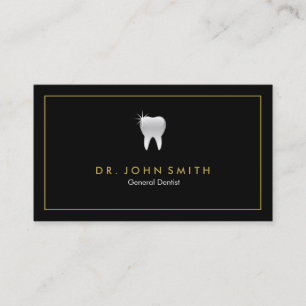 Dentist Golden Frame Black Tooth Dental Appointment Card
