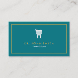 Dentist Golden Frame Turquoise Tooth Dental Appointment Card