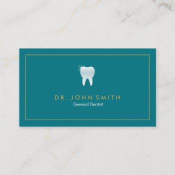 Dentist  Golden Frame Turquoise Tooth Dental Appointment Card by superdazzle at Zazzle