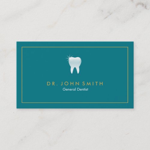 Dentist  Golden Frame Turquoise Tooth Dental Appointment Card