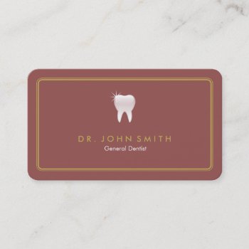 Dentist Golden Rounded Frame Redwood Tooth Dental Appointment Card by superdazzle at Zazzle