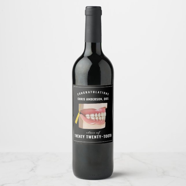 Dentist Graduation Congrats Wine Label (Front)