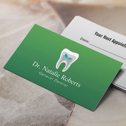 Dentist Green Healthy Tooth Logo Dental Care Appointment Card
