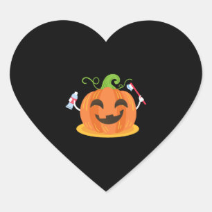 Dentist Halloween Pumpkin Tooth Heart Sticker