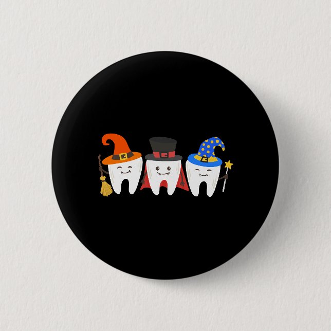 Dentist Halloween Teeth Dental Button (Front)