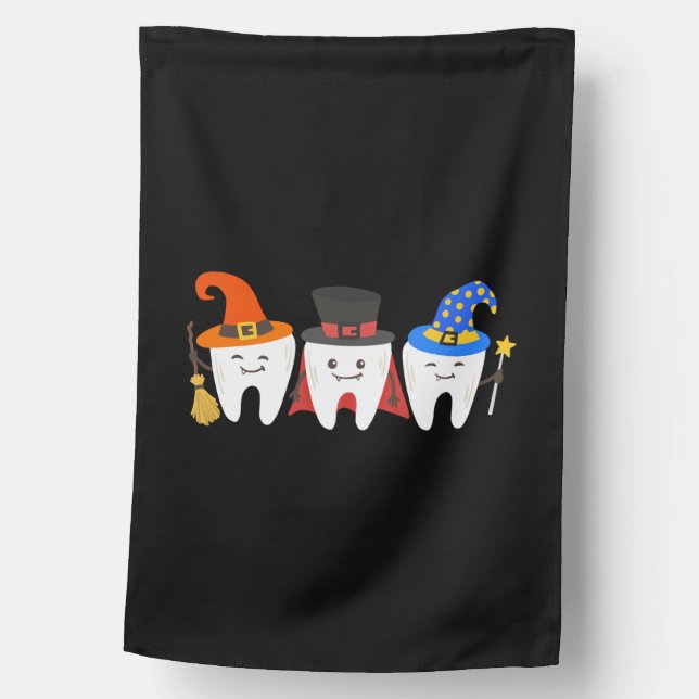 Dentist Halloween Teeth Dental House Flag (Front)
