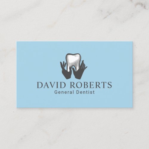 Dentist Hands  Tooth Light Blue Dental Care Business Card