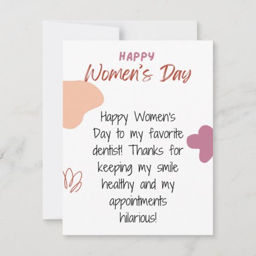 Dentist _ Happy Womens Day Card