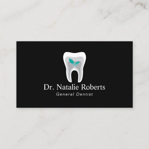 Dentist Healthy Tooth Logo Black Dental Care Appointment Card