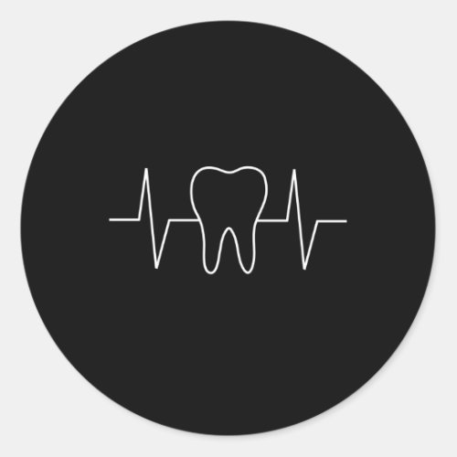 Dentist Hebeat Ekg Dental Hygienist Molar Tooth Classic Round Sticker