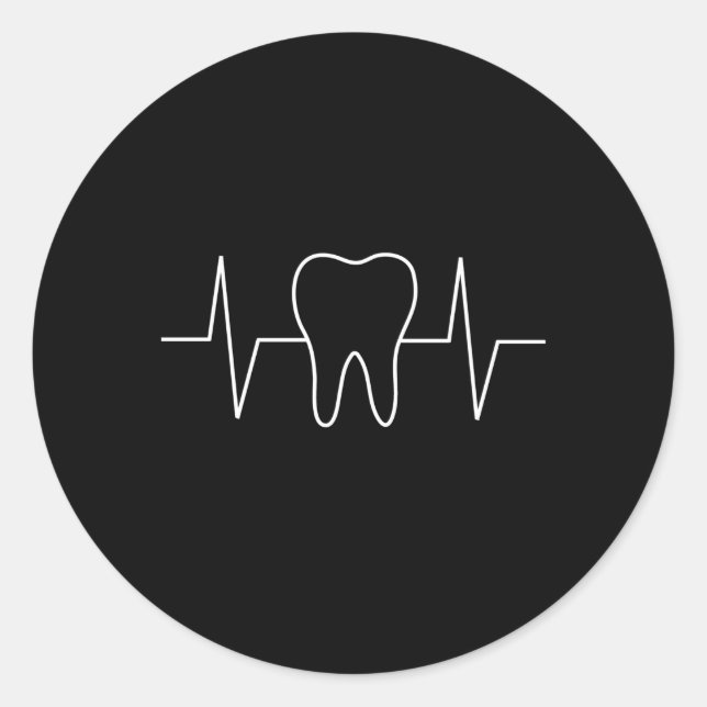 Dentist Hebeat Ekg Dental Hygienist Molar Tooth Classic Round Sticker (Front)