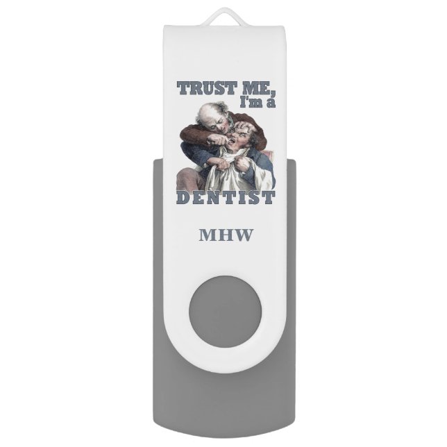 DENTIST humor custom monogram flash drives (Front Vertical)