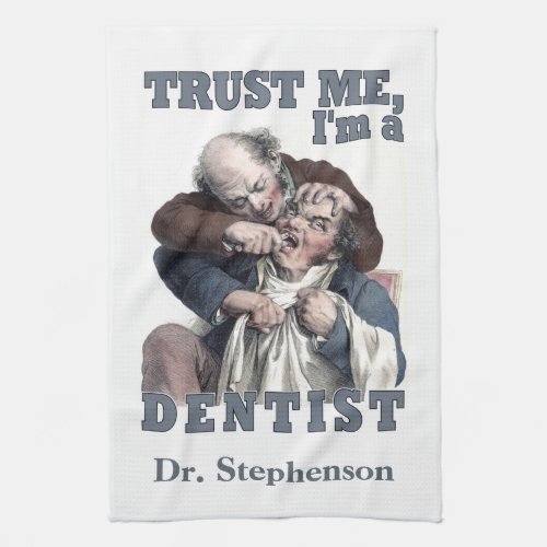 DENTIST humor custom monogram hand towel