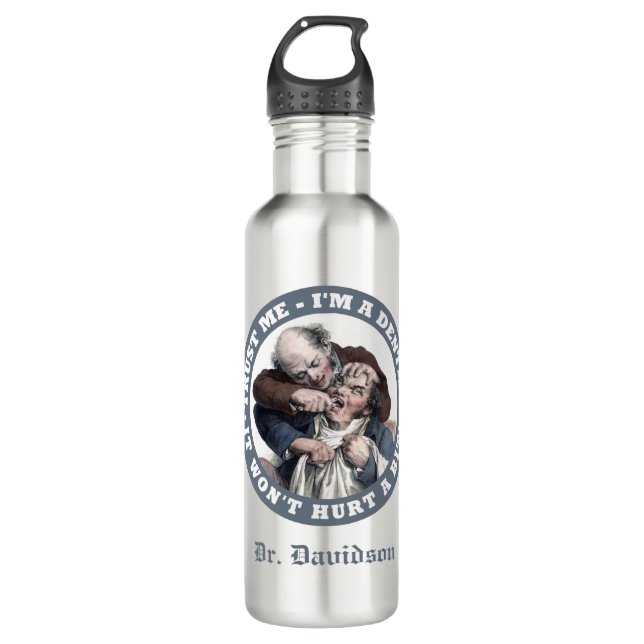 DENTIST humor custom monogram water bottles (Front)