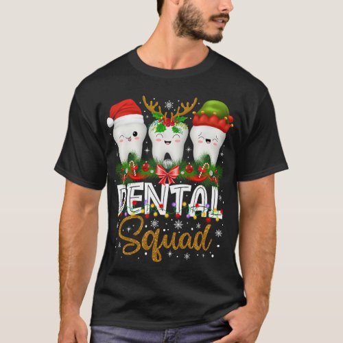 Dentist Hygienist Christmas Lights Dental Squad T_Shirt