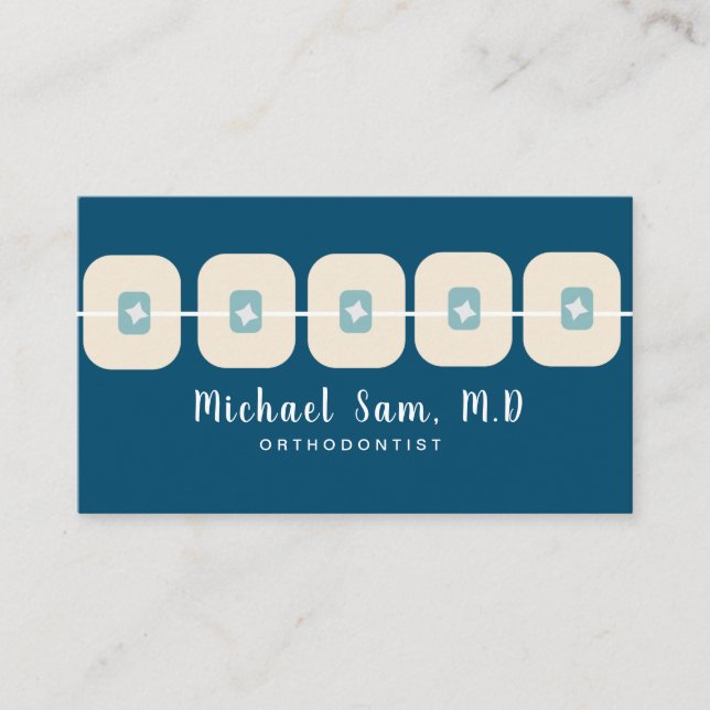 Dentist Hygienist Orthodontist Braces Logo Pattern Business Card (Front)