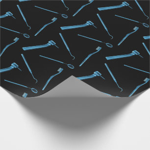 Dentist Hygienist Xray Dental Instruments Black Wrapping Paper