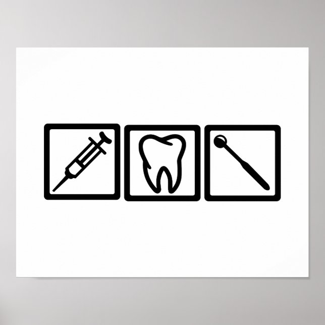 Dentist icons symbols poster (Front)