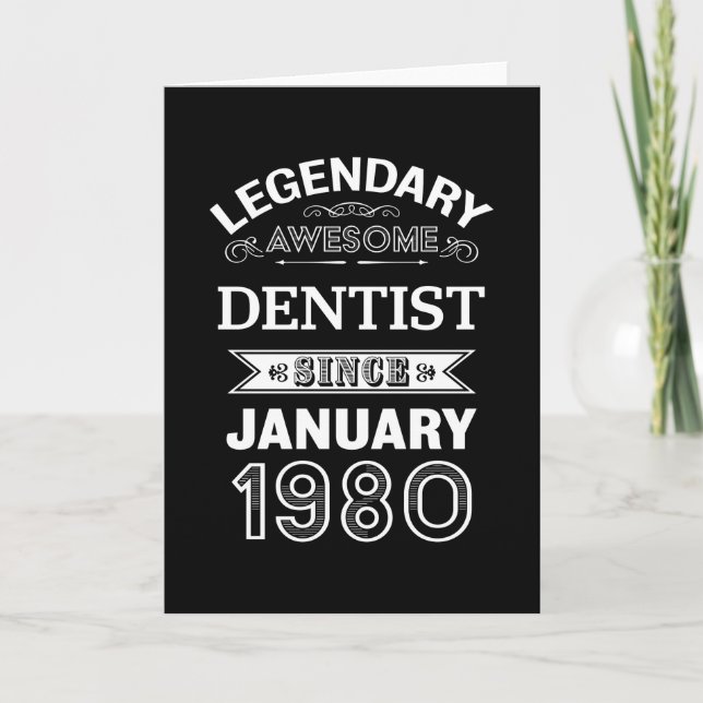 Dentist January 1980 40th Birthday Gift Card (Front)