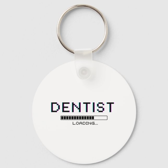 Dentist Loading Glitch Pixel Humor Keychain (Front)