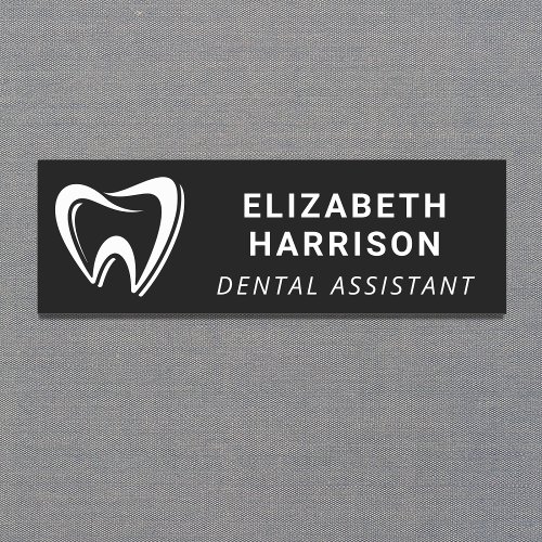 Dentist Logo Dental Office Black Name Tag