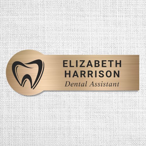 Dentist Logo Dental Office Gold Name Tag