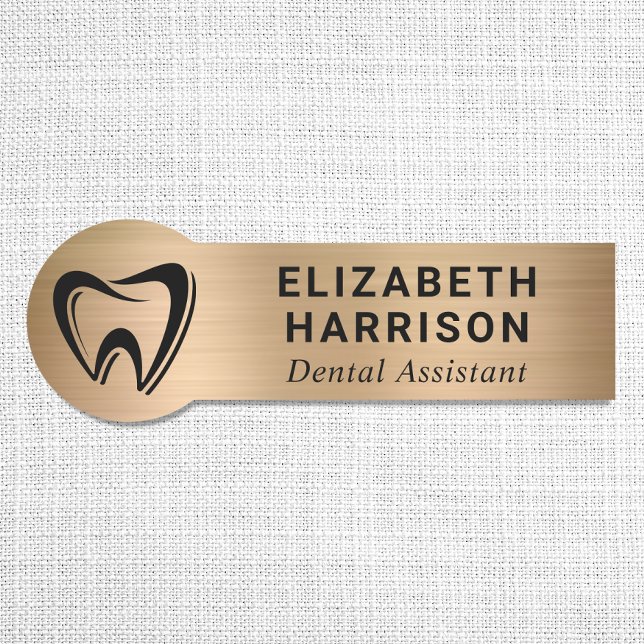 Dentist Logo Dental Office Gold Name Tag (Creator Uploaded)