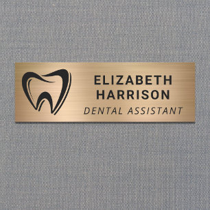 Dentist Logo Dental Office Gold Name Tag