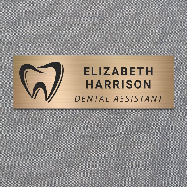 Dentist Logo Dental Office Gold Name Tag (Creator Uploaded)