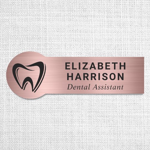 Dentist Logo Dental Office Rose Gold Name Tag