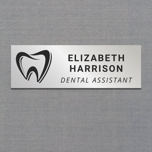 Dentist Logo Dental Silver Name Tag
