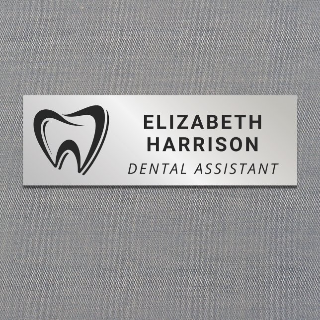 Dentist Logo Dental Silver Name Tag (Creator Uploaded)