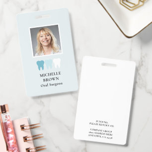 DENTIST LOGO EMPLOYEE PHOTO LIGHT BLUE BADGE